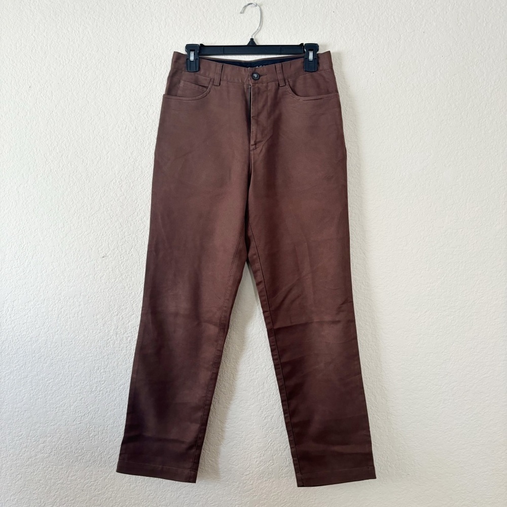 Kenneth Cole New York Faux Suede Pants Women 28/30 Brown Straight‎ Leg 5-Pocket